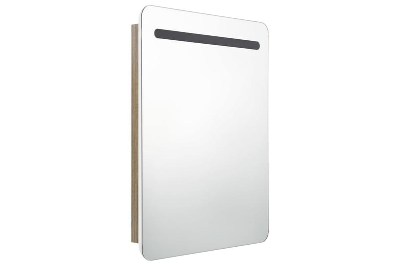 Badrumsspegel med skåp LED vit och ek 60x11x80 cm - Vit - Inredning & dekor - Speglar - Spegelmöbler - Spegelskåp