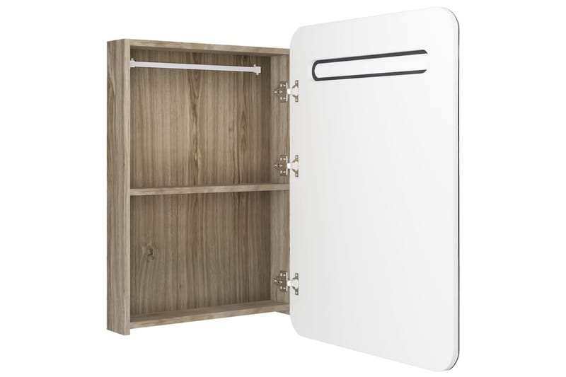 Badrumsspegel med skåp LED vit och ek 60x11x80 cm - Vit - Inredning & dekor - Speglar - Spegelmöbler - Spegelskåp