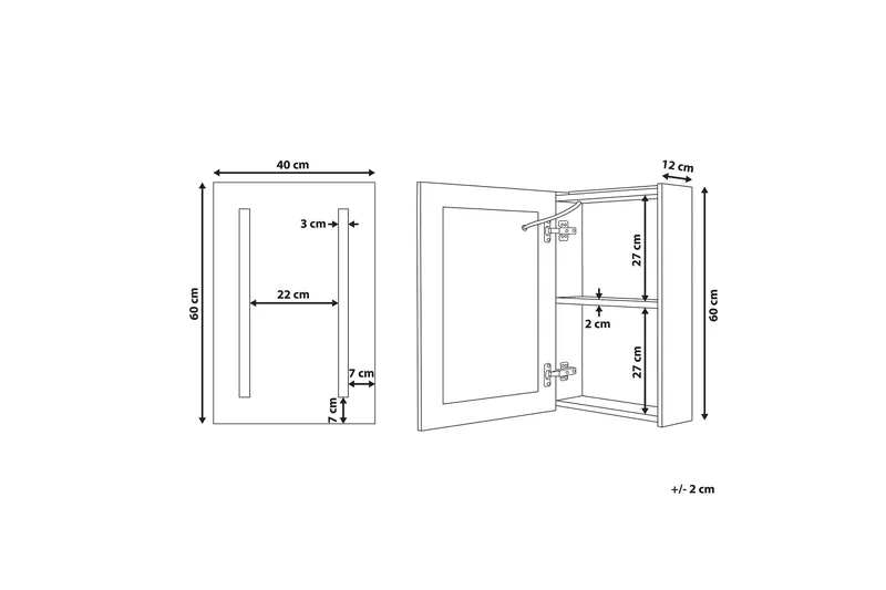 Belmena Badrumsskåp 40 cm Spegel med LED-belysning - Vit - Inredning & dekor - Speglar - Spegelmöbler - Spegelskåp