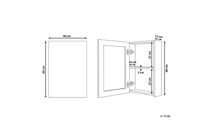 Carmenes Badrumsskåp 40 cm med Spegel - Vit - Inredning & dekor - Speglar - Spegelmöbler - Spegelskåp