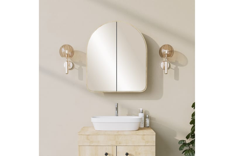 DIEKHOLZ Väggskåp med Spegel 45 cm Beige - Inredning & dekor - Speglar - Spegelmöbler - Spegelskåp