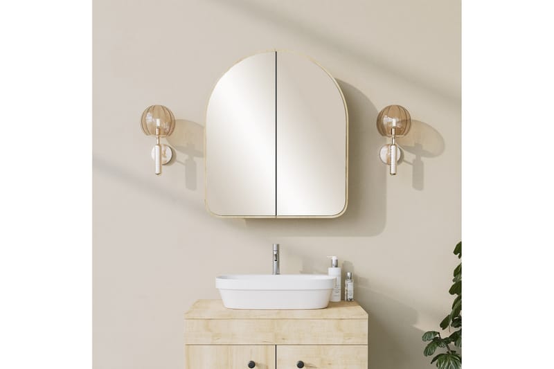 DIEKHOLZ Väggskåp med Spegel 45 cm Beige - Badrumsskåp - Spegelskåp