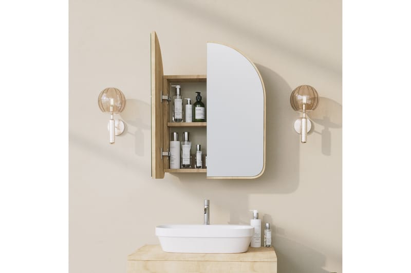DIEKHOLZ Väggskåp med Spegel 45 cm Beige - Inredning & dekor - Speglar - Spegelmöbler - Spegelskåp