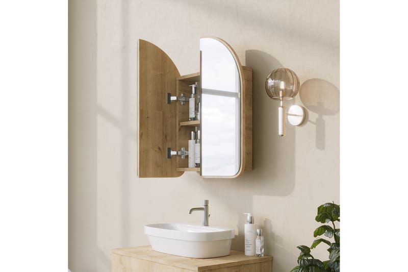 DIEKHOLZ Väggskåp med Spegel 45 cm Beige - Inredning & dekor - Speglar - Spegelmöbler - Spegelskåp