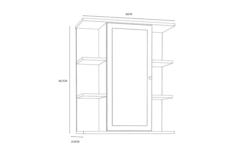 Elsassona Väggskåp 26x60 cm - Vit - Inredning & dekor - Speglar - Spegelmöbler - Spegelskåp