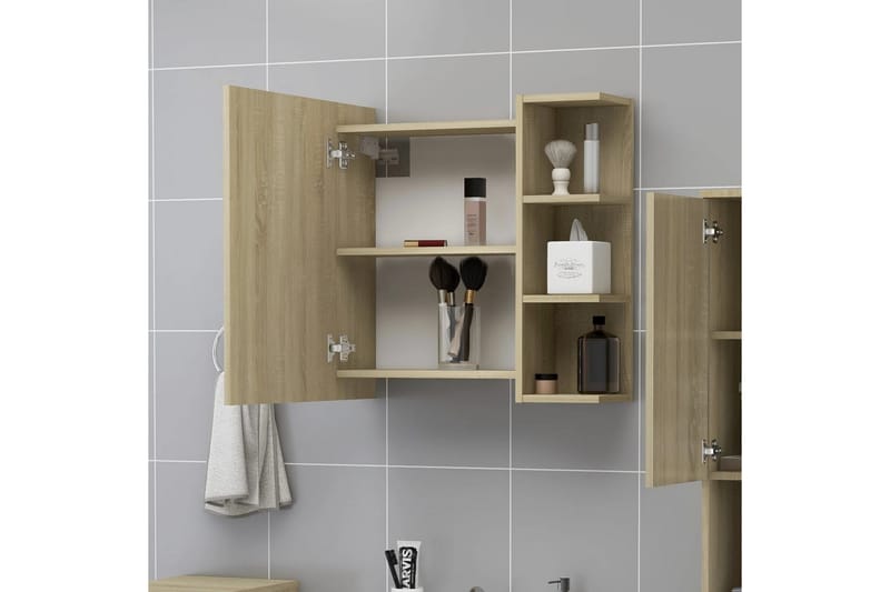 Spegelskåp för badrum sonoma-ek 62,5x20,5x64 cm spånskiva - Brun - Inredning & dekor - Speglar - Spegelmöbler - Spegelskåp