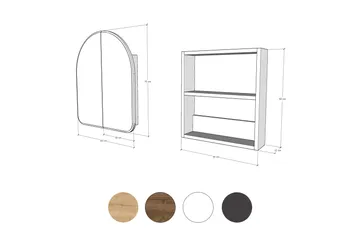 Heren Väggskåp med Spegel 45 cm - Beige - Inredning & dekor - Speglar - Spegelmöbler - Spegelskåp