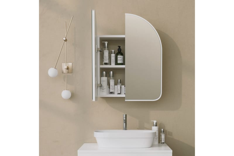 Heren Väggskåp med Spegel 45 cm - Vit - Inredning & dekor - Speglar - Spegelmöbler - Spegelskåp