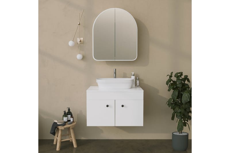 Heren Väggskåp med Spegel 45 cm - Vit - Inredning & dekor - Speglar - Spegelmöbler - Spegelskåp