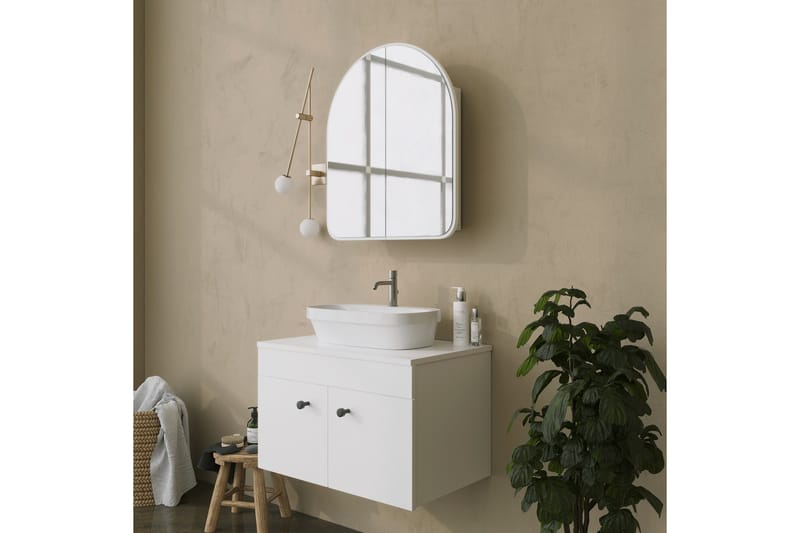 Heren Väggskåp med Spegel 45 cm - Vit - Inredning & dekor - Speglar - Spegelmöbler - Spegelskåp