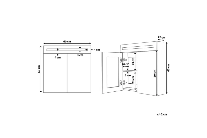 Jaramillo Badrumsskåp 60 cm Spegel med LED-belysning - Vit - Inredning & dekor - Speglar - Spegelmöbler - Spegelskåp