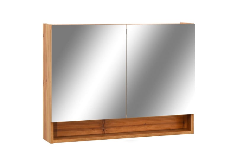 LED-Spegelskåp för badrum ek 80x15x60 cm MDF - Brun - Badrumsskåp - Spegelskåp