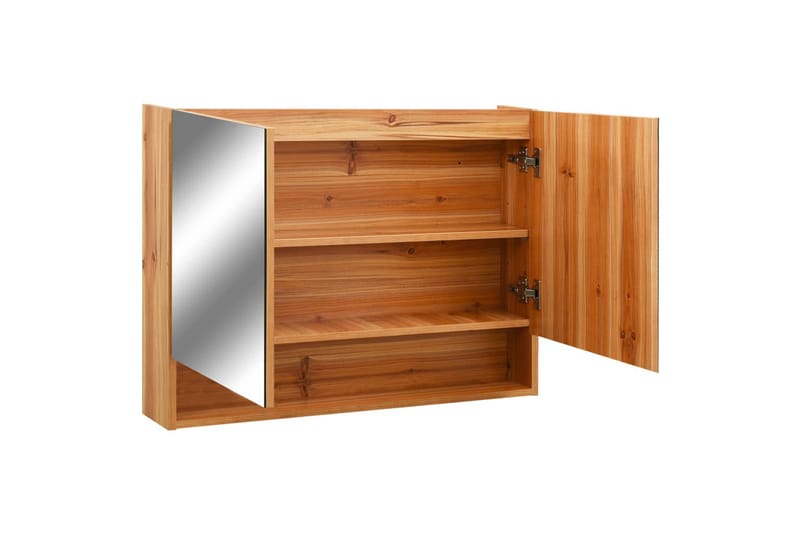 LED-Spegelskåp för badrum ek 80x15x60 cm MDF - Brun - Inredning & dekor - Speglar - Spegelmöbler - Spegelskåp