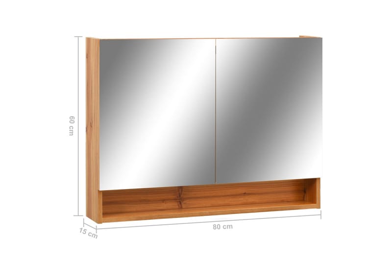 LED-Spegelskåp för badrum ek 80x15x60 cm MDF - Brun - Inredning & dekor - Speglar - Spegelmöbler - Spegelskåp