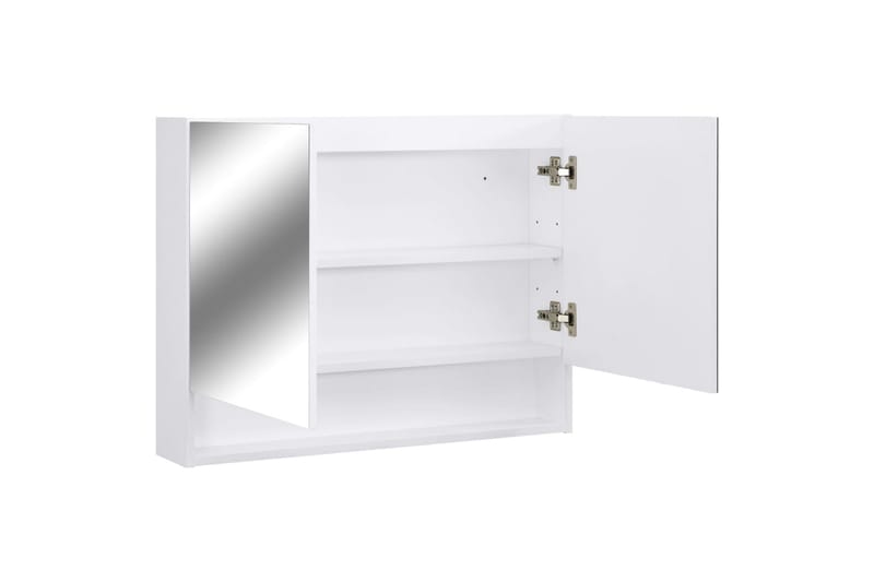 LED-Spegelskåp för badrum vit 80x15x60 cm MDF - Vit - Badrumsskåp - Spegelskåp