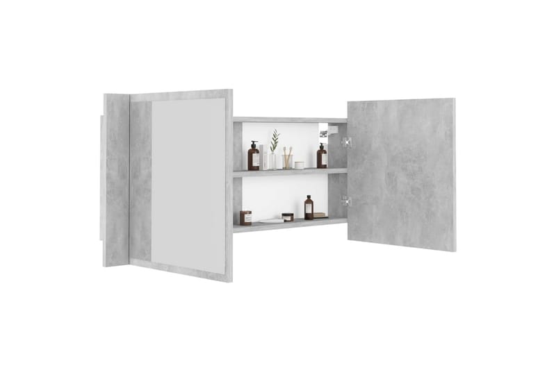 Spegelskåp med LED betonggrå 100x12x45 cm - Grå - Inredning & dekor - Speglar - Spegelmöbler - Spegelskåp