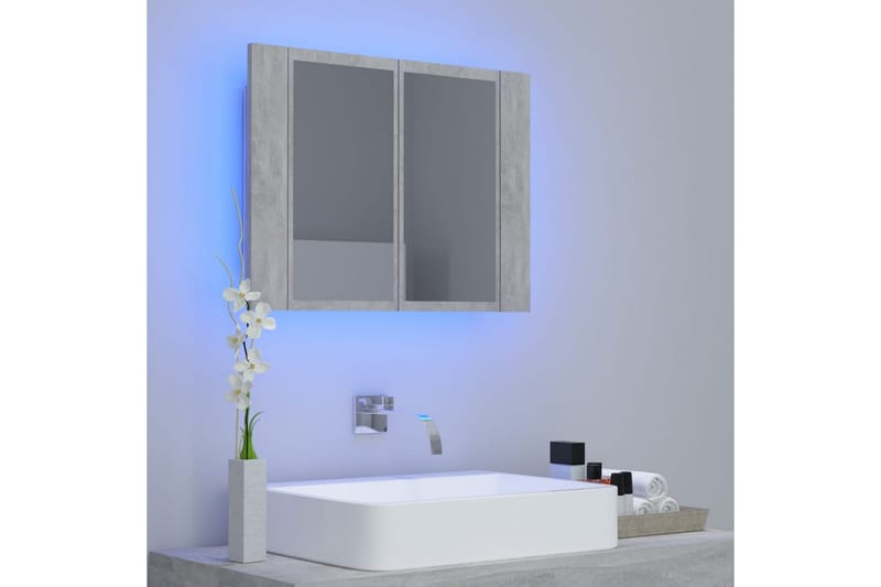 Spegelskåp med LED betonggrå 60x12x45 cm - Grå - Inredning & dekor - Speglar - Spegelmöbler - Spegelskåp