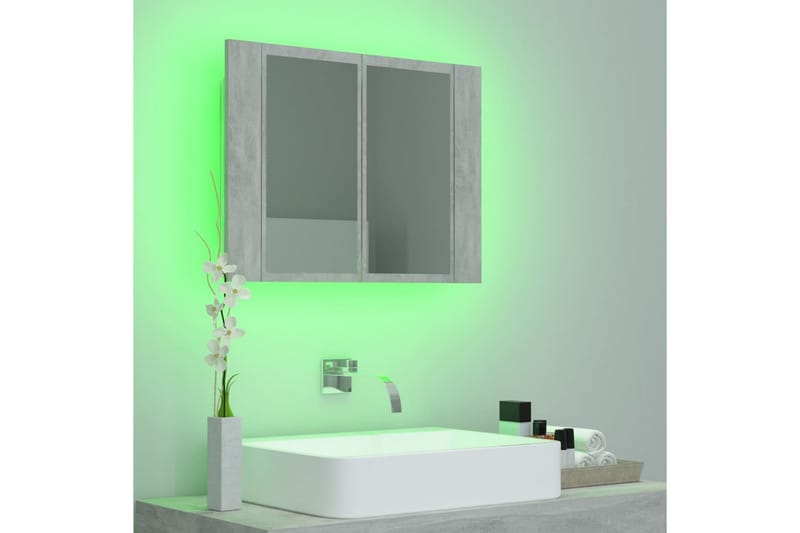 Spegelskåp med LED betonggrå 60x12x45 cm - Grå - Inredning & dekor - Speglar - Spegelmöbler - Spegelskåp