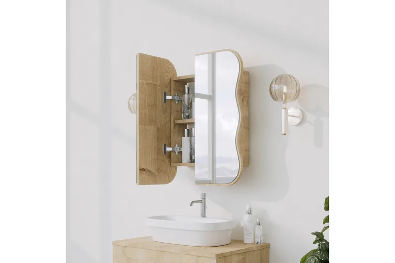 Najmin Väggskåp med Spegel 45 cm - Ek - Inredning & dekor - Speglar - Spegelmöbler - Spegelskåp