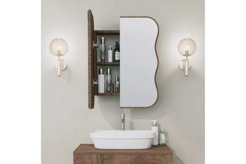 Najmin Väggskåp med Spegel 45 cm - Valnöt - Inredning & dekor - Speglar - Spegelmöbler - Spegelskåp