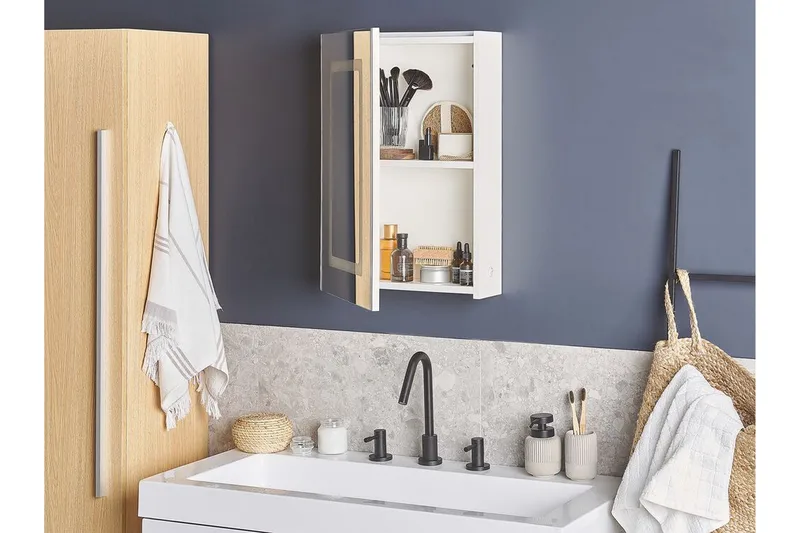 Roconda Badrumsskåp 40 cm Spegel med LED-belysning - Vit - Inredning & dekor - Speglar - Spegelmöbler - Spegelskåp