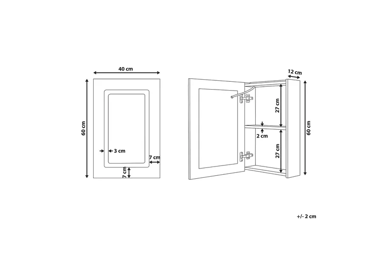 Roconda Badrumsskåp 40 cm Spegel med LED-belysning - Vit - Inredning & dekor - Speglar - Spegelmöbler - Spegelskåp