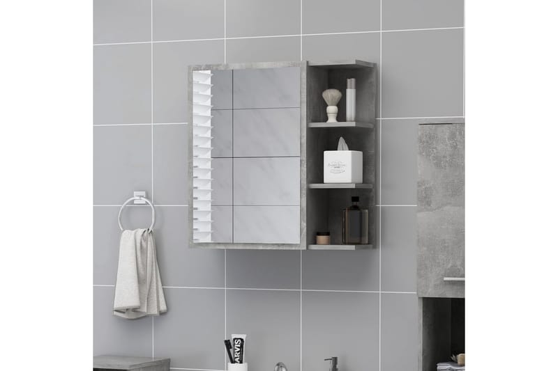 Spegelskåp för badrum betonggrå 62,5x20,5x64 cm spånskiva - Grå - Inredning & dekor - Speglar - Spegelmöbler - Spegelskåp