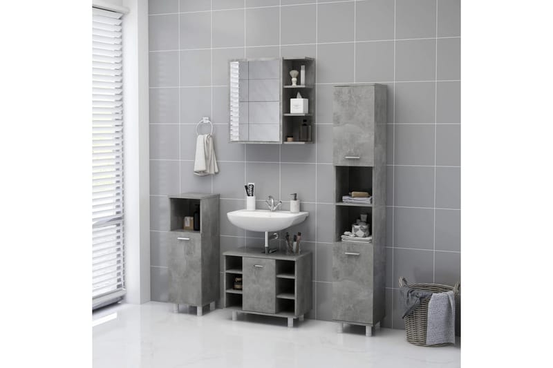 Spegelskåp för badrum betonggrå 62,5x20,5x64 cm spånskiva - Grå - Inredning & dekor - Speglar - Spegelmöbler - Spegelskåp