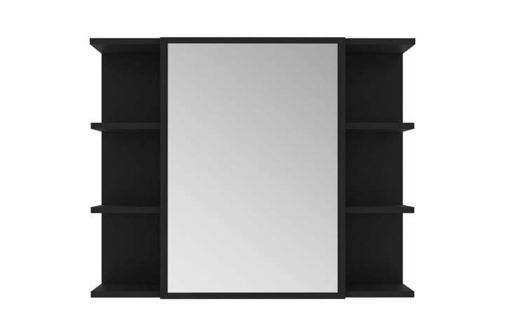 Spegelskåp för badrum svart 80x20,5x64 cm spånskiva - Badrumsskåp - Spegelskåp