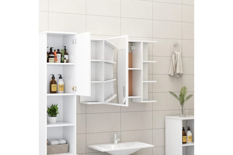 Spegelskåp för badrum vit 80x20,5x64 cm spånskiva - Vit - Inredning & dekor - Speglar - Spegelmöbler - Spegelskåp