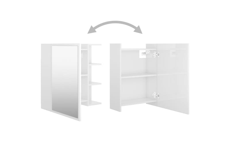 Spegelskåp för badrum vit högglans 62,5x20,5x64 cm spånskiva - Vit - Badrumsskåp - Spegelskåp
