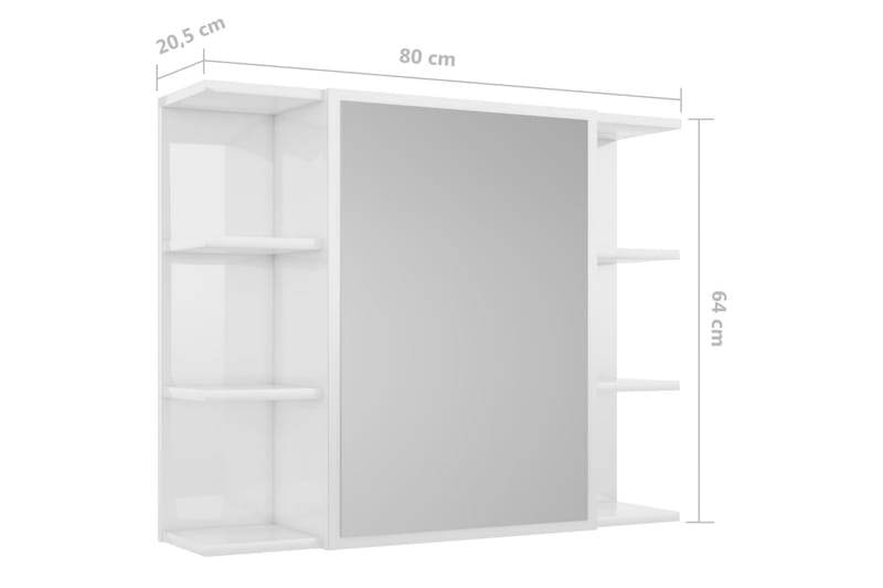 Spegelskåp för badrum vit högglans 80x20,5x64 cm spånskiva - Vit - Badrumsskåp - Spegelskåp