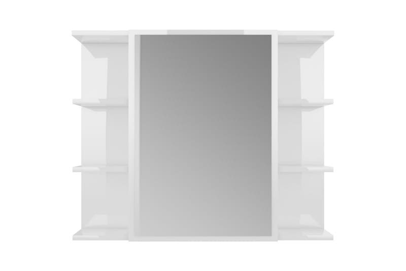 Spegelskåp för badrum vit högglans 80x20,5x64 cm spånskiva - Vit - Badrumsskåp - Spegelskåp