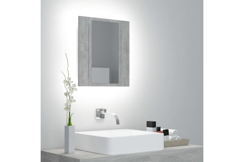 Spegelskåp med LED betonggrå 40x12x45 cm - Grå - Badrumsskåp - Spegelskåp