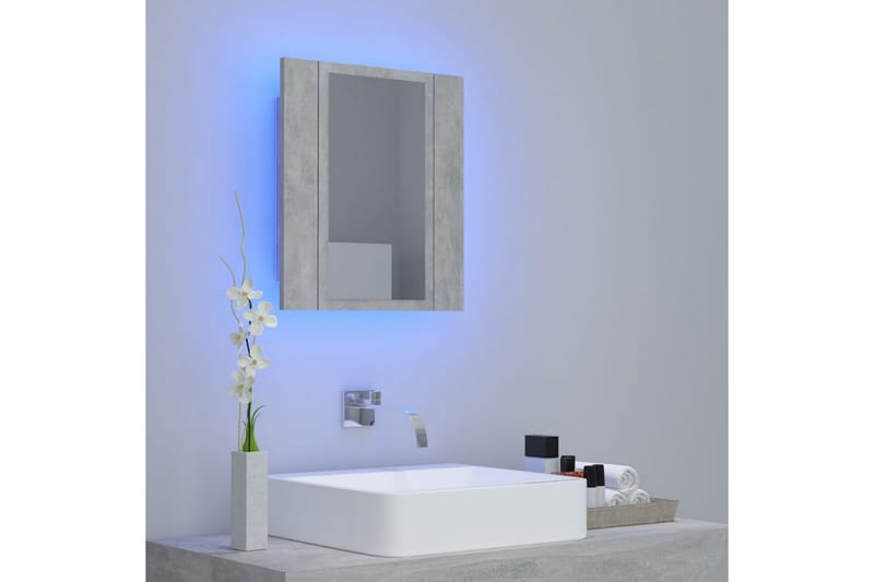 Spegelskåp med LED betonggrå 40x12x45 cm - Grå - Inredning & dekor - Speglar - Spegelmöbler - Spegelskåp