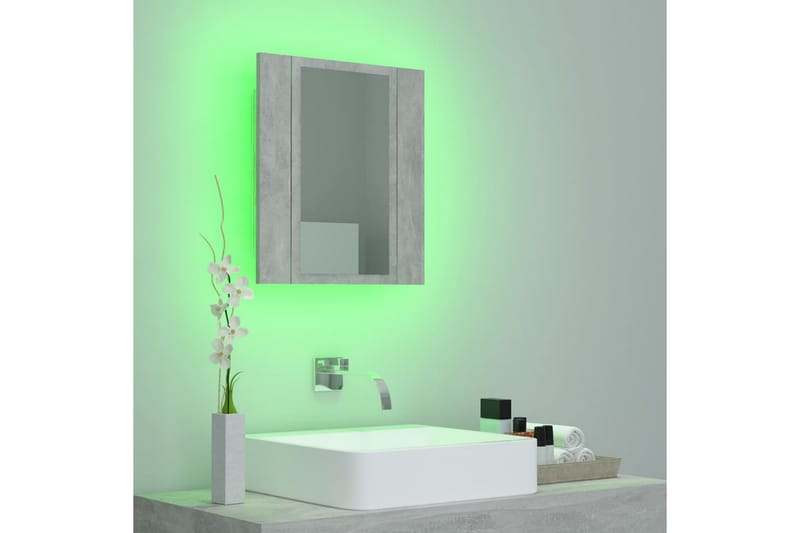 Spegelskåp med LED betonggrå 40x12x45 cm - Grå - Inredning & dekor - Speglar - Spegelmöbler - Spegelskåp