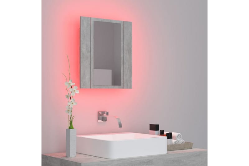 Spegelskåp med LED betonggrå 40x12x45 cm - Grå - Inredning & dekor - Speglar - Spegelmöbler - Spegelskåp