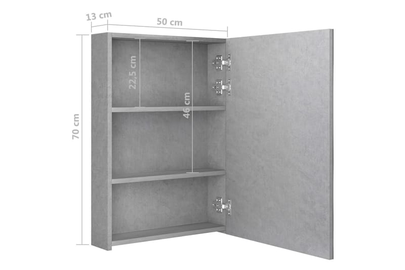 Spegelskåp med LED betonggrå 50x13x70 cm - Grå - Inredning & dekor - Speglar - Spegelmöbler - Spegelskåp