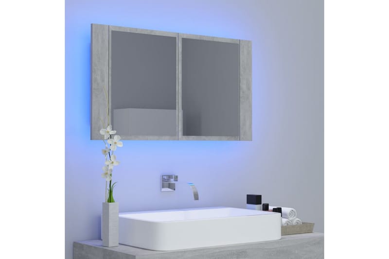 Spegelskåp med LED betonggrå 80x12x45 cm - Grå - Inredning & dekor - Speglar - Spegelmöbler - Spegelskåp