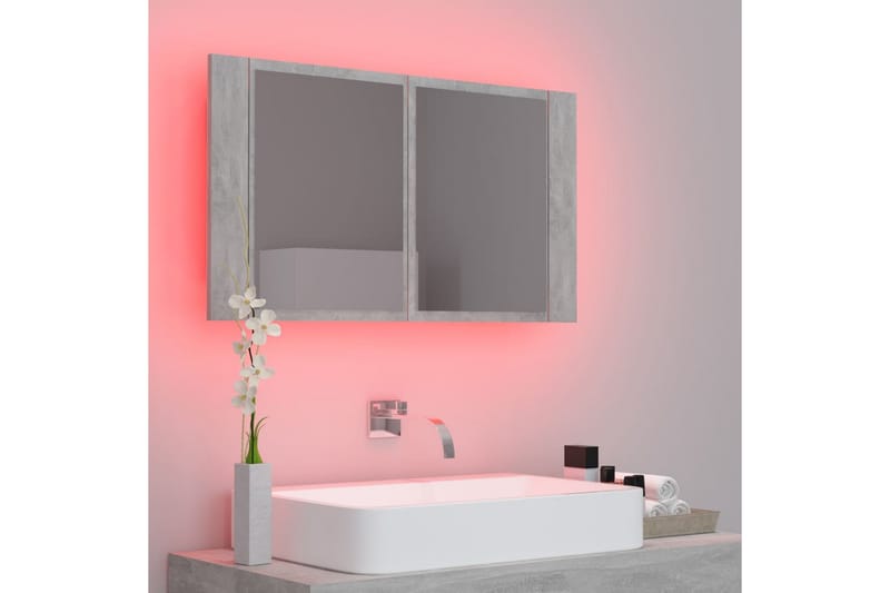 Spegelskåp med LED betonggrå 80x12x45 cm - Grå - Inredning & dekor - Speglar - Spegelmöbler - Spegelskåp