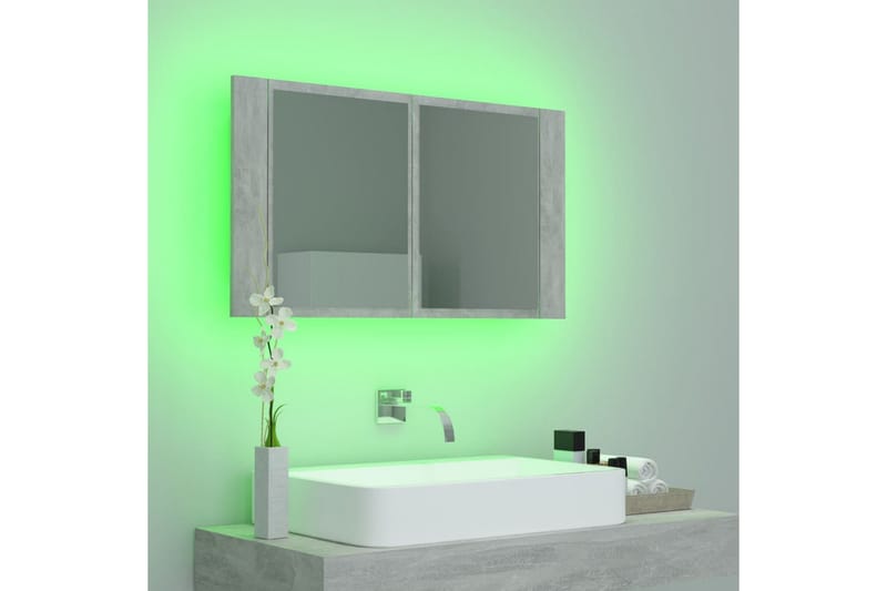 Spegelskåp med LED betonggrå 80x12x45 cm - Grå - Inredning & dekor - Speglar - Spegelmöbler - Spegelskåp