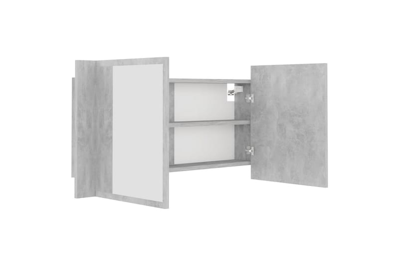 Spegelskåp med LED betonggrå 90x12x45 cm - Grå - Inredning & dekor - Speglar - Spegelmöbler - Spegelskåp