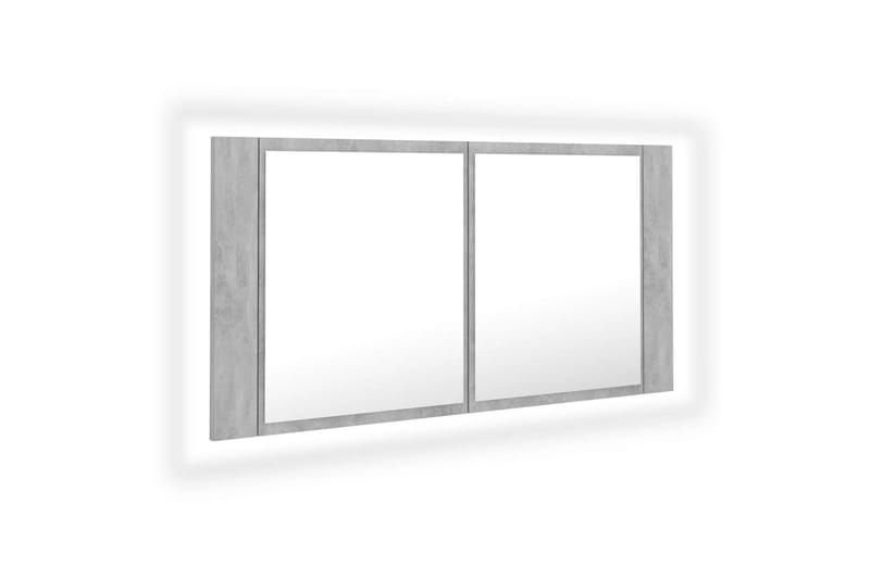 Spegelskåp med LED betonggrå 90x12x45 cm - Grå - Inredning & dekor - Speglar - Spegelmöbler - Spegelskåp