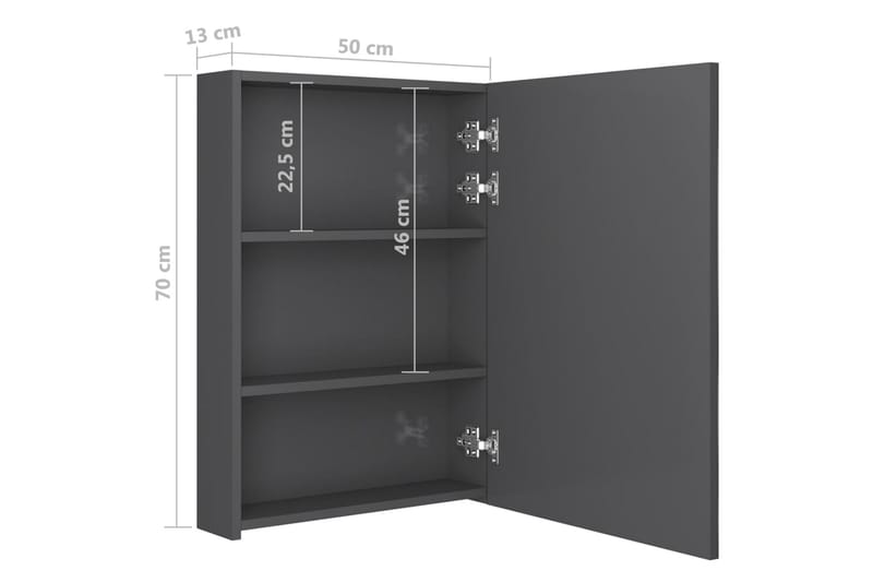 Spegelskåp med LED blank grå 50x13x70 cm - Grå - Inredning & dekor - Speglar - Spegelmöbler - Spegelskåp