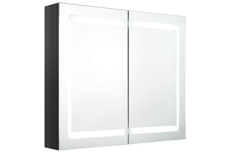Spegelskåp med LED blank svart 80x12x68 cm - Svart - Badrumsskåp - Spegelskåp