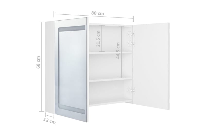 Spegelskåp med LED blank vit 80x12x68 cm - Vit - Inredning & dekor - Speglar - Spegelmöbler - Spegelskåp