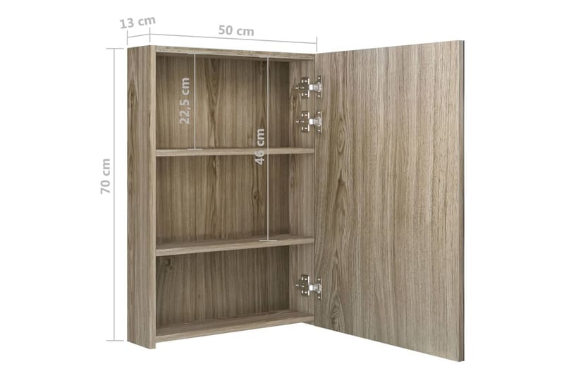 Spegelskåp med LED ek 50x13x70 cm - Brun - Inredning & dekor - Speglar - Spegelmöbler - Spegelskåp