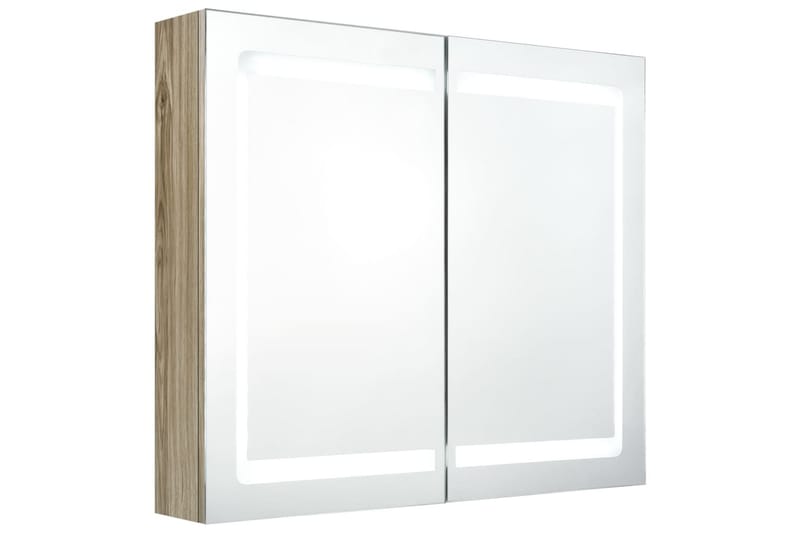 Spegelskåp med LED ek 80x12x68 cm - Brun - Badrumsskåp - Spegelskåp