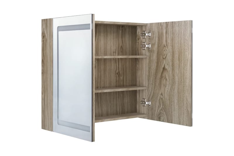 Spegelskåp med LED ek 80x12x68 cm - Brun - Inredning & dekor - Speglar - Spegelmöbler - Spegelskåp