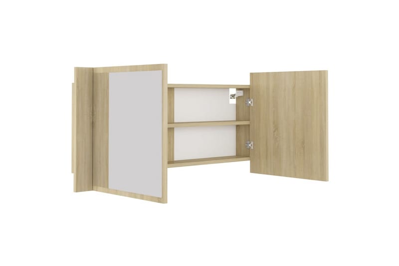 Spegelskåp med LED sonoma-ek 100x12x45 cm - Brun - Inredning & dekor - Speglar - Spegelmöbler - Spegelskåp